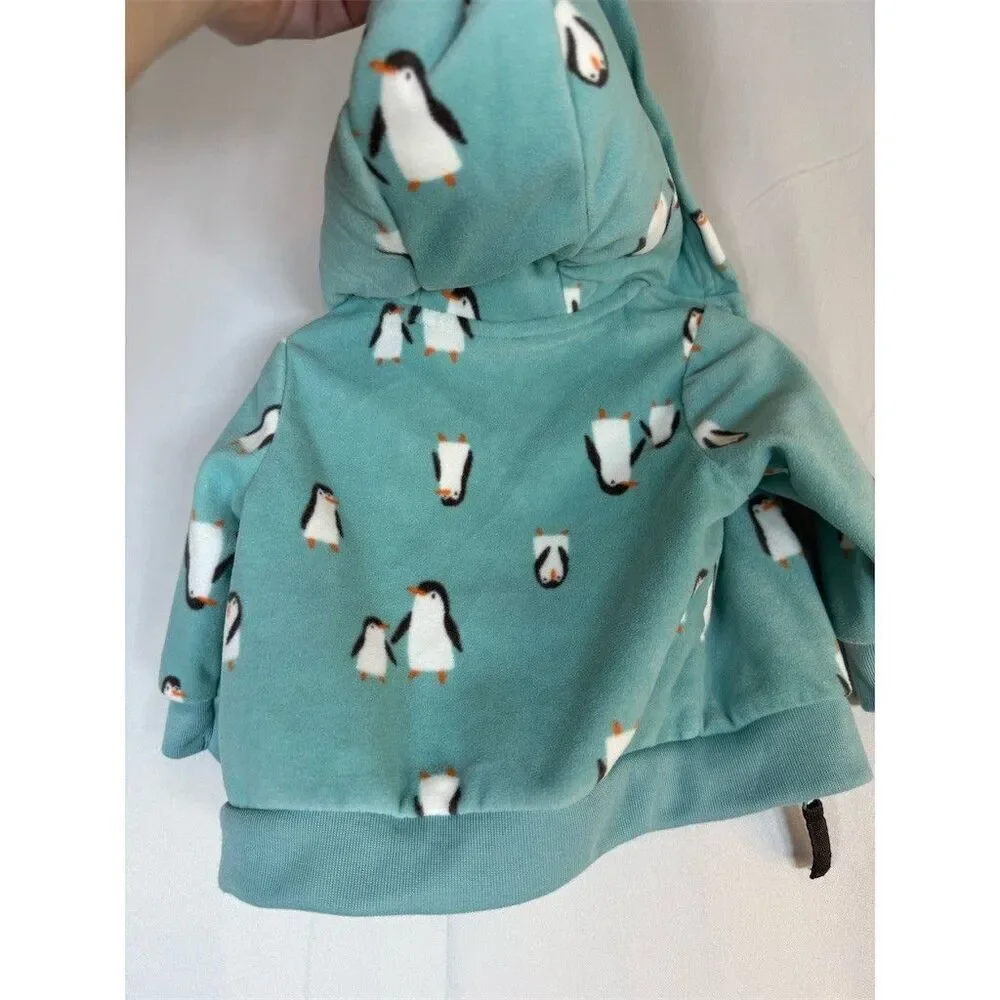 Carter’s Baby Unisex Fleece Full-Zip Hoodie Jacket Penguin Print Size 3M